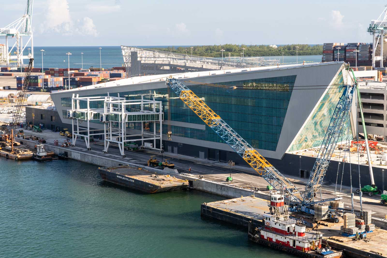 Gangways added to new Royal Caribbean cruise terminal in PortMiami